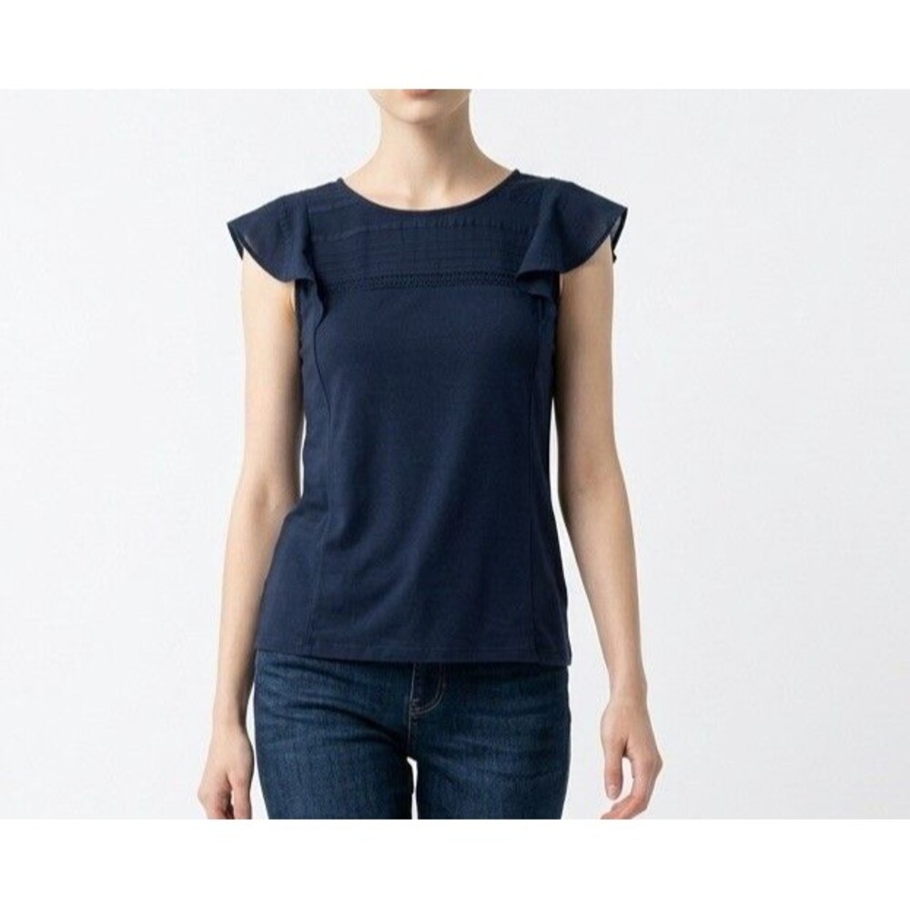 Banana Republic Women’s Navy Flutter Sleeve Top Large